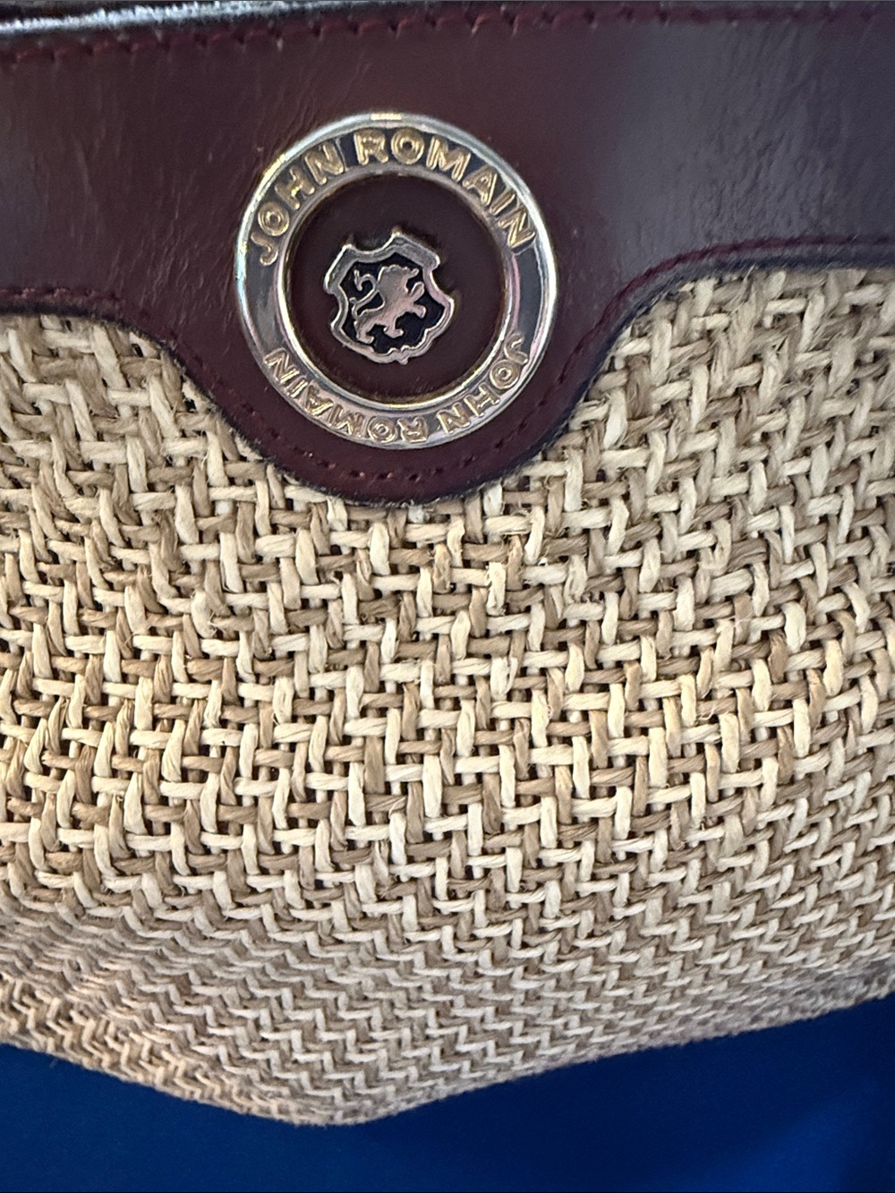 ❤️JOHN ROMAIN Woven Raffia Straw Double Shoulder Bag Purse